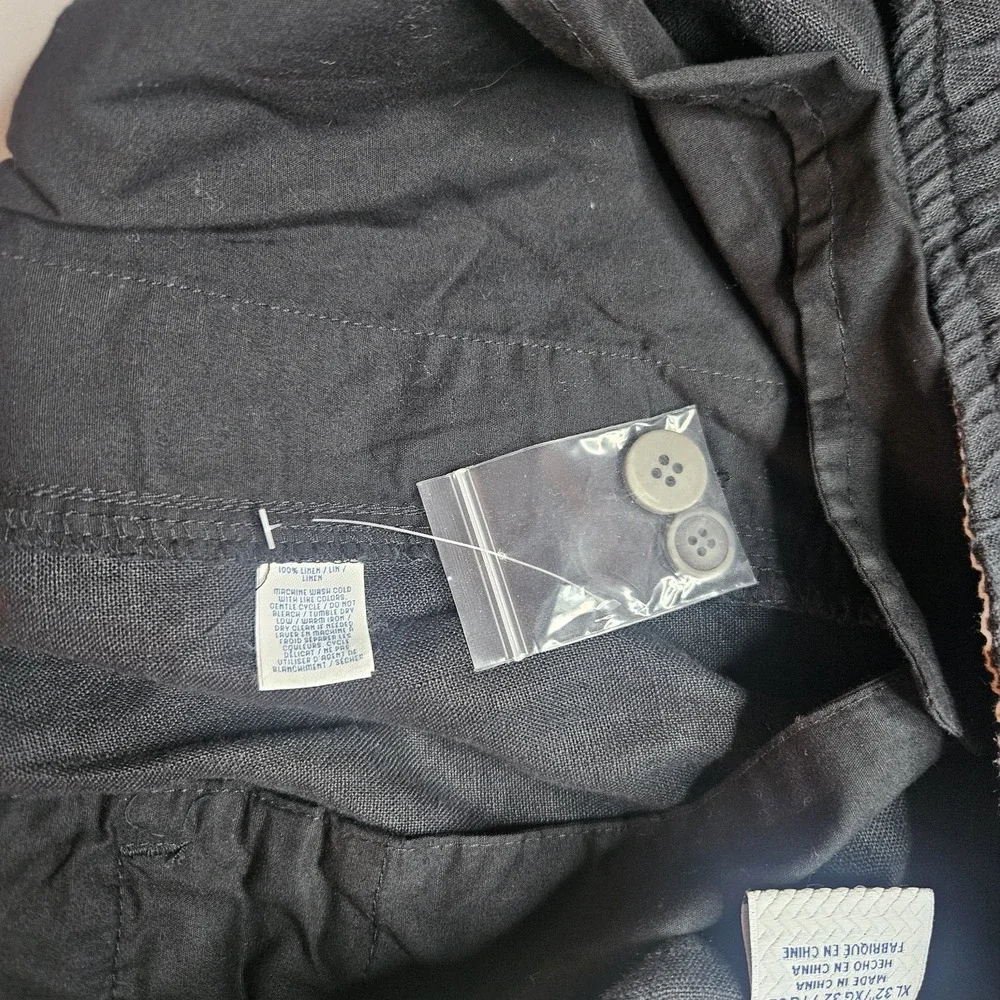 28 Palms Mens Black Linen Pants XL 39x30 Elastic Waist Drawstring‎ Beach Resort